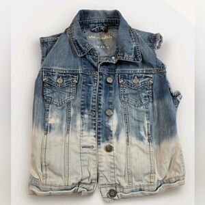 2011 Aeropostale Americana Denim Vest, 100% Cotton Distressed, Size Medium